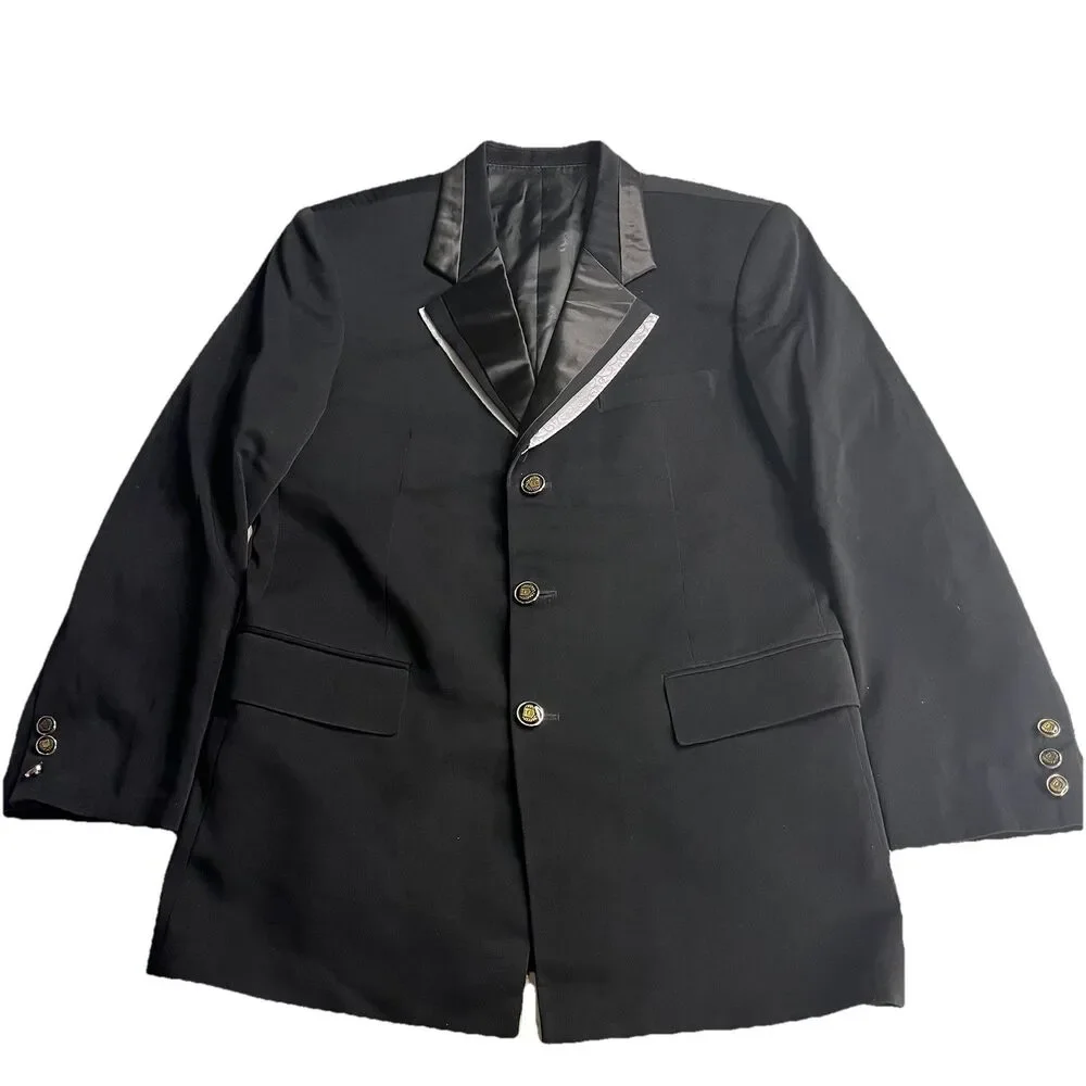 Dormeuil England Mens 38R Bespoke Black Velvet 3 Btn Tuxedo Formal Dinner Jacket